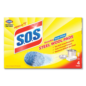 S.O.S.® Steel Wool Soap Pad, Steel, 4-box, 24 Boxes-carton freeshipping - TVN Wholesale